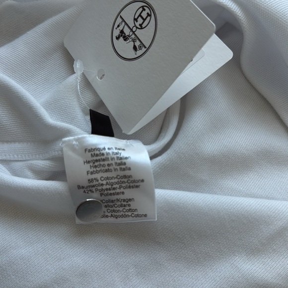 Hermes White Polo Shirt short sleeves runs small. Brand new w/tags, Size 2XL, XL - Picture 6 of 14